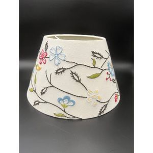 Small White Lampshade with colorful embroidered floral